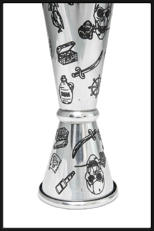 Jigger Japones 1-2 oz Grabado Skull Rose - Bartender On Duty