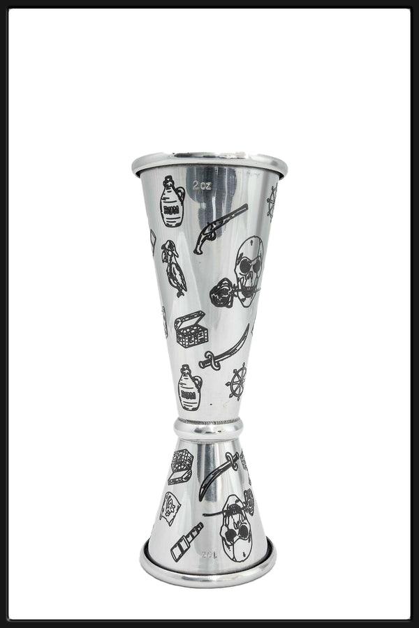 Jigger Japones 1-2 oz Grabado Skull Rose - Bartender On Duty