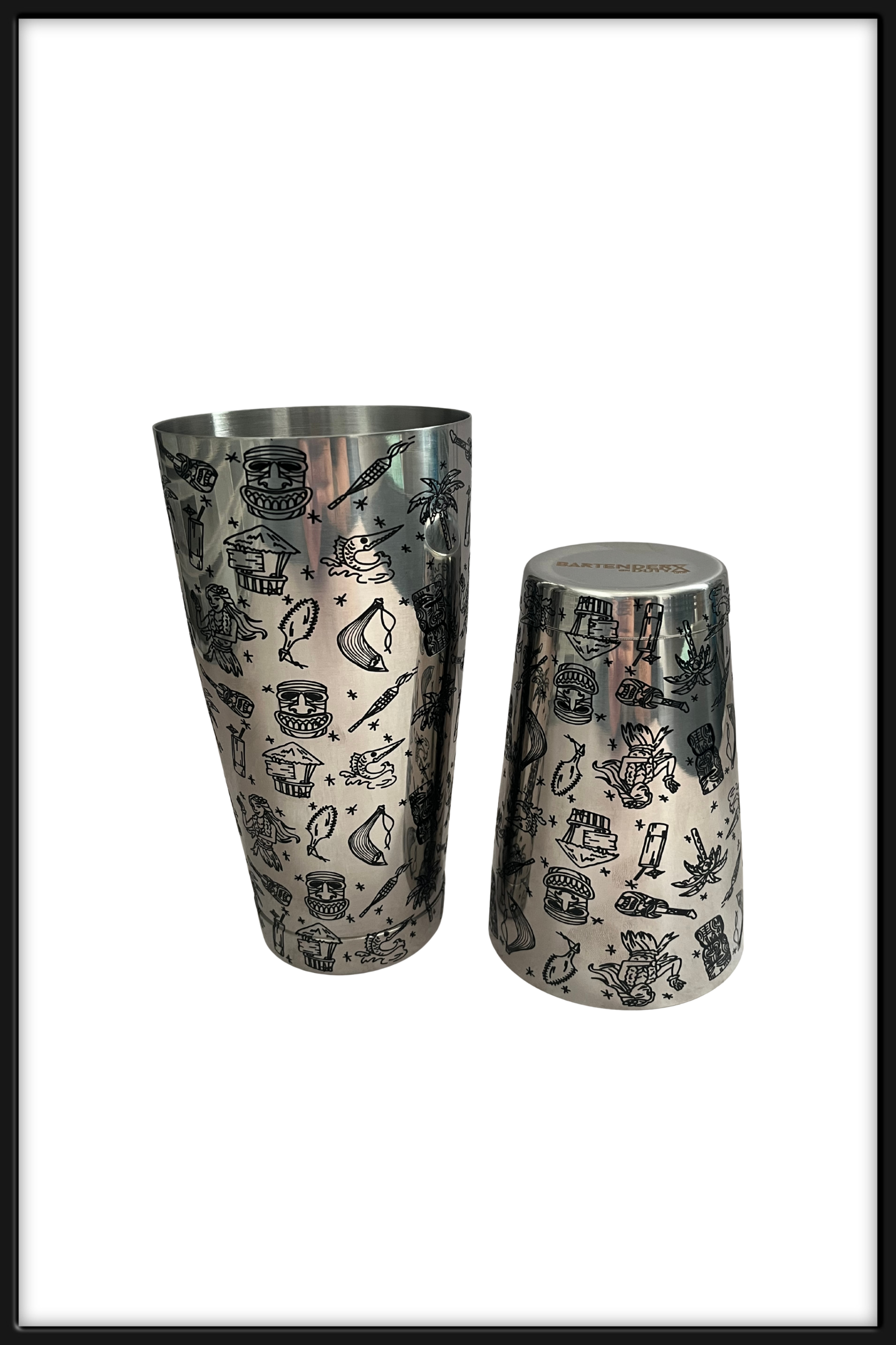 Shaker Boston Grabado Tiki Plata 28-18 Oz