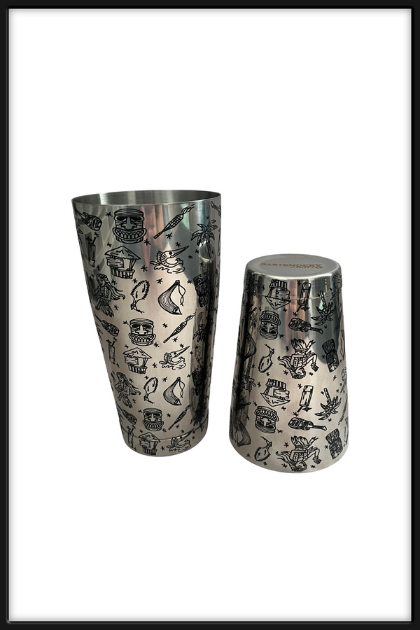 Shaker Boston Grabado Tiki Plata 28-18 Oz