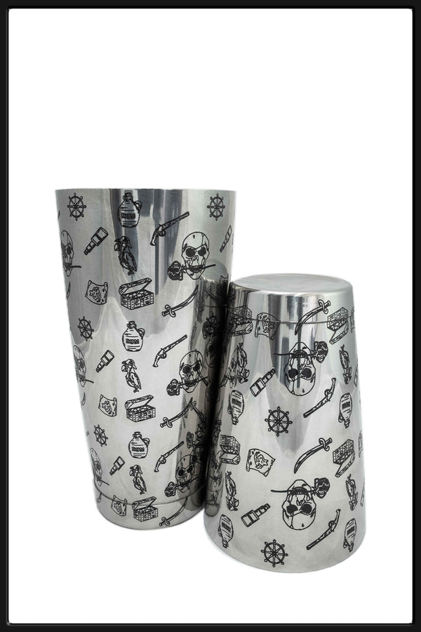 Shaker Boston Grabado Skull Rose 28/18 Oz - Bartender On Duty