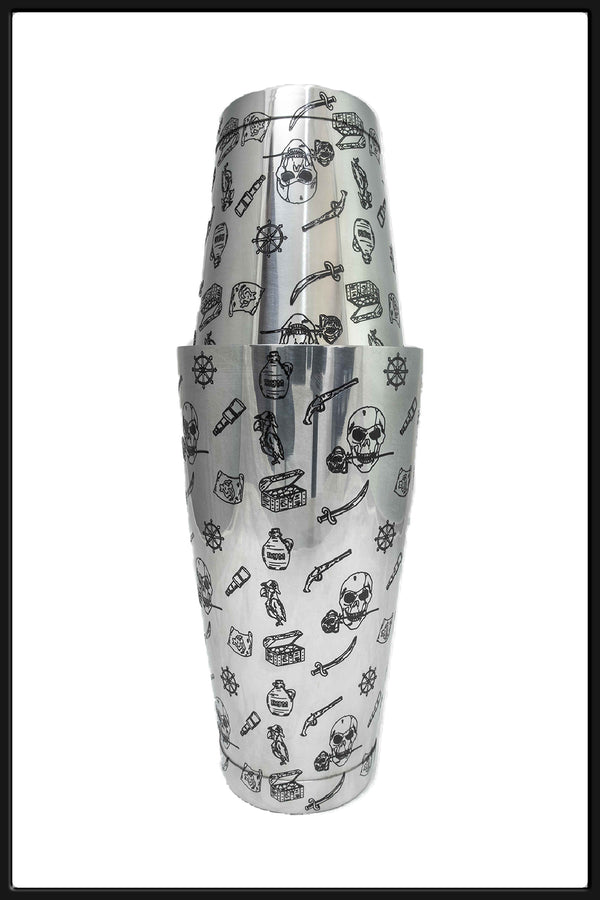 Shaker Boston Grabado Skull Rose 28/18 Oz - Bartender On Duty